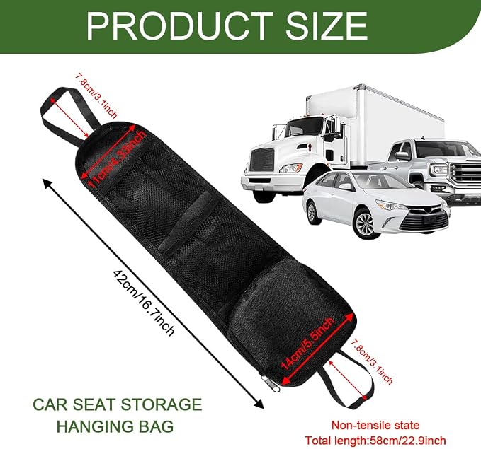 2PCS Car Seat Side Organizer, Car Storage, Auto Seat Storage Hanging Bag for Drink Glasses Phone Wallet, Auto Accessories Multifunctional Automotive Mesh Net Pocket for SUV RV Truck (2PCS) - Image 2