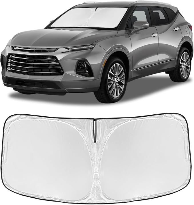 for Chevrolet Blazer 2019-2025 2026 (NOT for EV) Windshield Sun Shade | 4 Layers for Front Windows Shade Cover Custom Fit Blazer 250T Sun Visor Retractable Block UV Rays Car Accessories by ZOIBVCARSUNSHADE