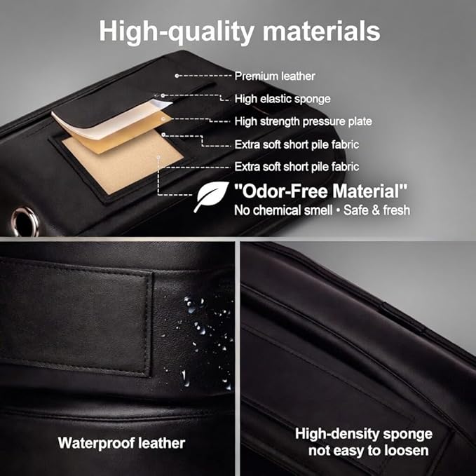 Car Seat Gap Organizer - Premium PU Leather Gap Filler with Storage Pockets, Universal Fit for Car, Truck, SUV - Prevents Phone, Keys from Falling Between Seats, Black - Image 4