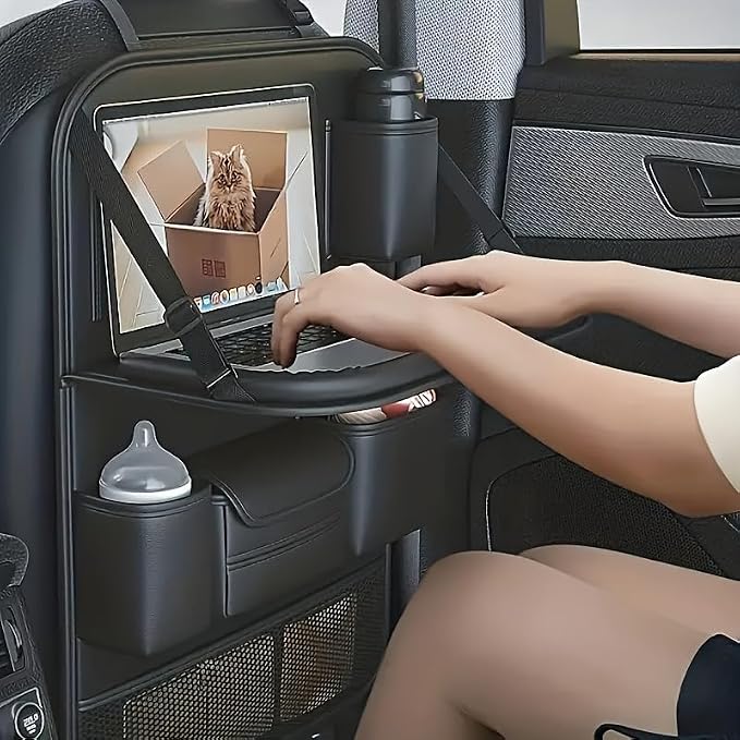 Car Backseat Organizer Foldable Tray with Tablet Holder | Storage pockets, SUV, sedan, seat back protection, travel organization, quick access - Image 6