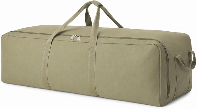 DoYiKe Extra Large Canvas Duffle Bag for Travel Heavy Duty Military Duffel | Tent Storage Gear Equipment Sports Camping Bag with Lockable Zipper Armygreen Side Opening 150L by DoYiKe