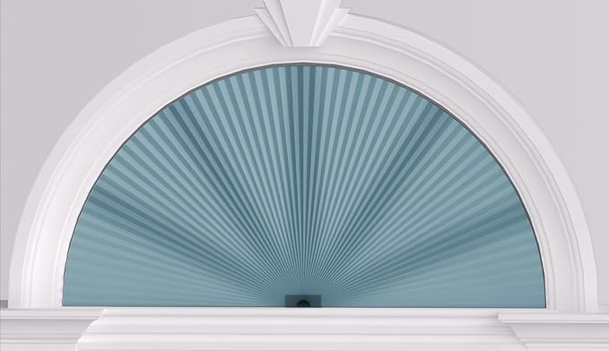 Myshade Arch Window Shades Half Circle Light Filtering Cellular Shades Cordless No Drill Blinds for Windows Half Moon Honeycomb Fabric No Tools Shades Easy Install (1PCS Blue 48" W X 24" H) by MYSHADE