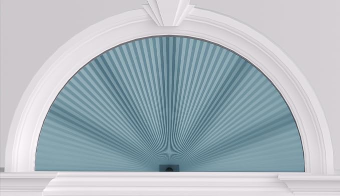 Myshade Arch Window Shades Half Circle Light Filtering Cellular Shades Cordless No Drill Blinds for Windows Half Moon Honeycomb Fabric No Tools Shades Easy Install (1PCS Blue 96" W X 48" H) by MYSHADE