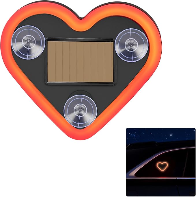 JOYTUTUS Heart Light for Car Solar Powered Heart Neon Light Car Led Lights Interior for Outdoor/Interior Car/Room Red by JoyTutus