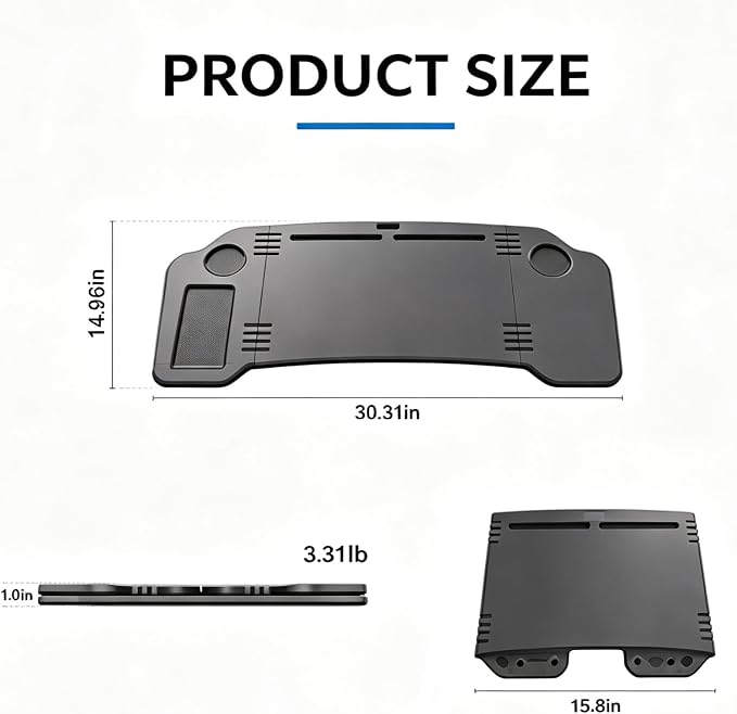 Portable Laptop Car Desk, Extra Large Foldable Workstation Tray | 30" wide cross-armrest tray, no steering wheel attachment , perfect for working,eating, road trips & camping - Image 8