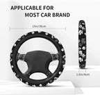 Paw Print Steering Wheel Cover Universal 15 Inch +2 Pieces Car Coasters | Anti-Slip Breathable Car for Men/Women Dog Paw Print Steering Wheel Cover Dogs Prints - Image 3