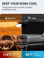 Proadsy Custom Fit 2018-2025 Hyundai Kona Windshield Sun Shade, Blocks Heat | 240T Heat Shield, Drops Temp 54°F, Blocks 99% UV, Prevents Dashboard Cracking, Summer Parking & Beach Trips, Easy Twist-Fold - Image 3