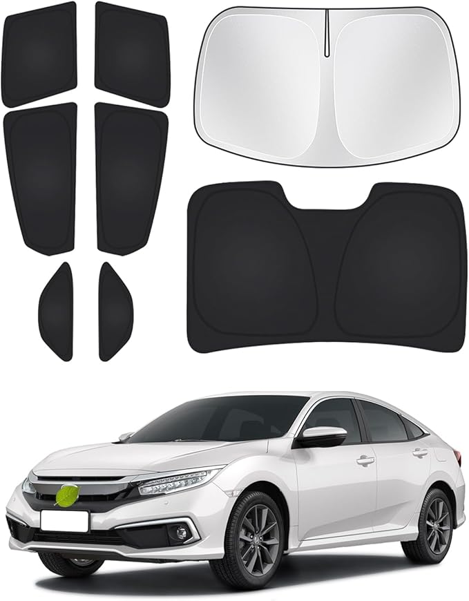 Canvcle Windshield Sun Shade for Honda Civic 10th Gen 2016-2021 (NOT for Hatchback) Side Rear Window Shade Cover Set Full Window Sun Visor Blocker Privacy Cover Keep Vehicle Cool Black 8PCS by Canvcle