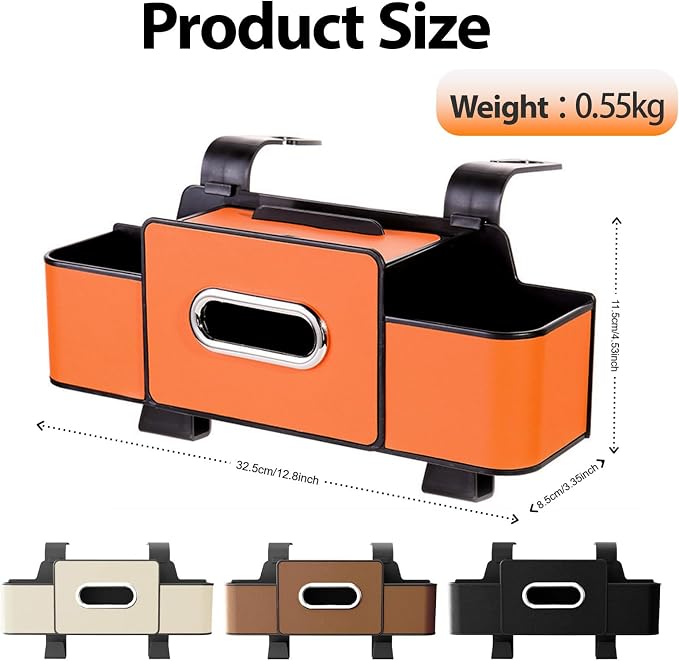 ZenChef Three-in-one Car Organizers and Storage, 2025 New Multi-function Car Tissue Holder, Multi-function Backseat Car Organizer with Cup Holder, Tissue Box, Hook (white) - Image 2