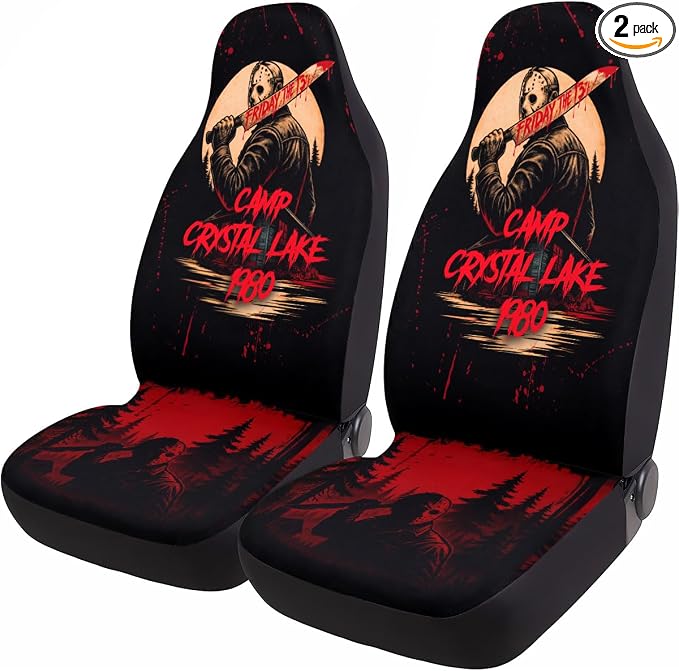 GENANY Vintage Horror Mask Car Seat Covers, 2-Piece Front Seat Set | 2-piece polyester front seat cover set, each 49.5 x 19.6 inches, with adjustable straps and hooks by GENANY