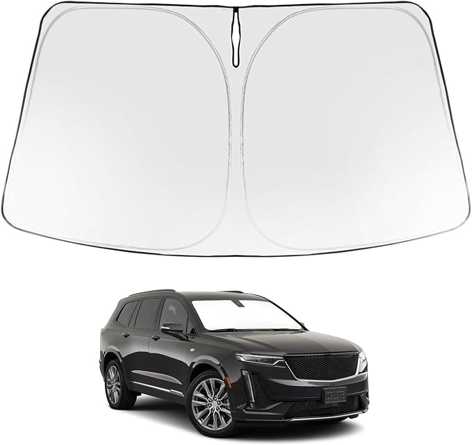 Proadsy Custom Fit 2020-2026 Cadillac XT6 Windshield Sun Shade, Blocks Heat | 240T Heat Shield, Drops Temp 54°F, Blocks 99% UV, Prevents Dashboard Cracking, Summer Parking & Beach Trips, Easy Twist-Fold by Proadsy