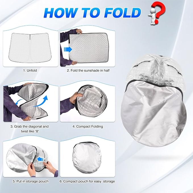Canvcle Windshield Sun Shade for 2022-2025 2026 Nissan Frontier Accessories Thicken 6-Layer Front Window Sunshade Cover Sun Visor Protector Foldable Block UV Rays Keep Vehicle Cool - Image 6