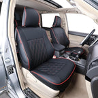 EKR Car Seat Covers Custom Fit for Toyota 4Runner(5 Seats) Full Set | for Toyota 4 Runner 2010-2024 Seat Covers for SUV,Airbag Compatible,Pet-resistant,Faux Leather(Black with Red Piping) by EKR