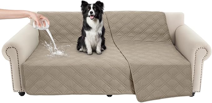 100% Waterproof Washable Dog Blanket，Khaki+Khaki 68"x82" | ,7-Layer Reversible Couch Covers for Dogs Met for Sofa Furniture Car Camping by Unknown