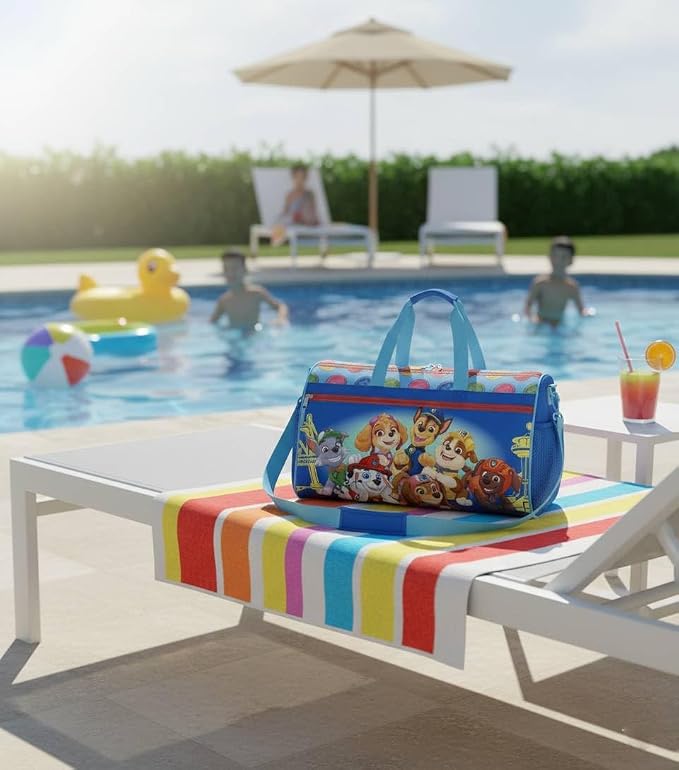 PAW Patrol Kids Duffle Bag 16.5" – Travel & Sports Bag with Zipper Pocket, Mesh Side Pockets & Shoulder Strap - Image 2