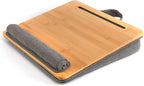 Bamboo Lap Desk for Laptop with Cushion Tablet Phone Holder Handle | Laptop Stand with Anti-Slip Strip Fits up to 15.6 inch Portable Computer Lap Desk for Couch, Bed & Car by LifegetsbetterwithSANJIMO