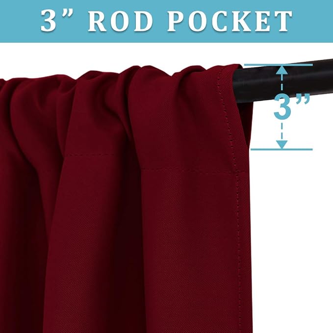 RYB HOME Blackout Curtains for Bedroom Living Room Nursery 63 inches Long | Thermal Insulated,Room Darkening,Privacy Protection,Rod Pocket,Drapes for Office Home Theater,W34 x L63,Burgundy Red,2 Panels - Image 4