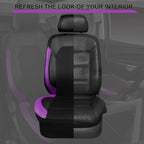CAR PASS Leather Seat Covers, Breathable Universal Car Seat Cover Full Set for Cute Women Girly,Super 5mm Composite Sponge Inside,Airbag Compatible fits Most Auto,SUVs,Trucks,Vans(Black&Purple) - Image 5