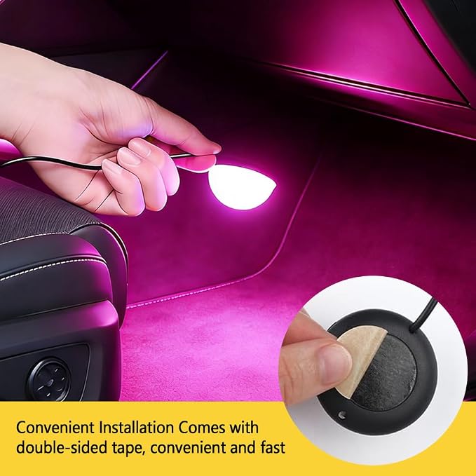 Car Interior LED Lights, Ambient Lighting Car Interior, Automotive Ambient Neon Light Kit with USB Port, Auto Accessories 4 in 1 Automotive Decoration Lighting for RV, Truck, Sedan (Pink) - Image 5