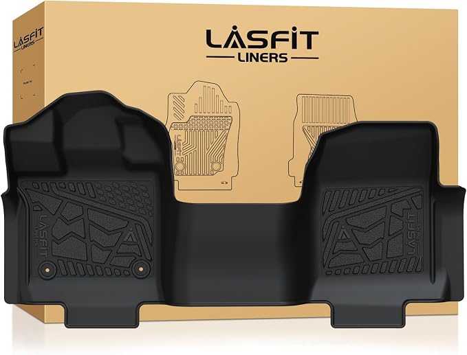 LASFIT Mats for Ford F150 2015-2026 Regular Cab, Carpet Floor, Bench Seat | Custom Fit All Weather Full Coverage Portector TPE Waterproof Truck Liners for Ford F150 Standard Cab-Easy Clean Anti-Slip by LASFIT