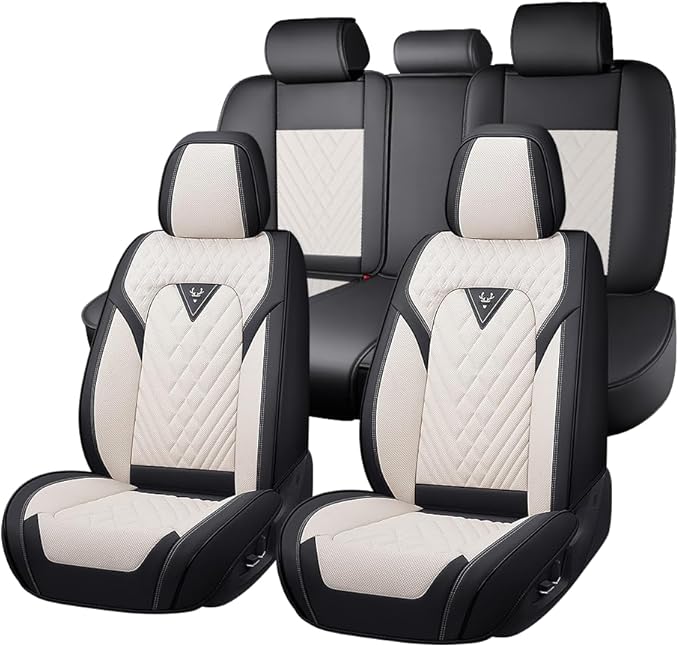 Fit for Toyota Sienna Limited Seat Covers 2014-2026, Nappa Leather, 360° Full Protection, Thick Padding & Memory Foam, Waterproof & Stain-Resistant Car Seat Cover (Standard 5 Seats,Cream White) by Unknown