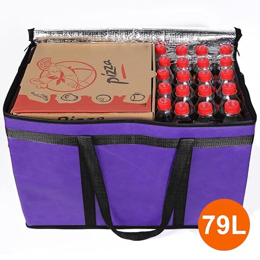 Bodaon Insulated Food Delivery Bag, XXX-Large Grocery Bags, Purple, 1-Pack | Meal Grocery Tote Insulation Bag for Catering/Drivers for Hot and Cold Food, Commercial, Large Capacity Reusable Warming Bag - Image 3