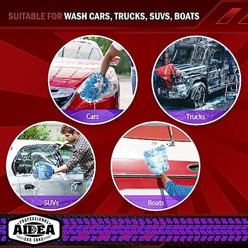 AIDEA Car Wash Mitt Microfiber, 1PK, Car Wash Brush, Blue, 7.12''X10.14'' - Image 7