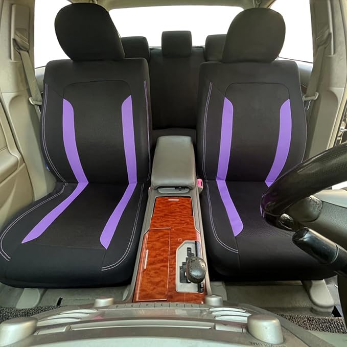 Bittwee Car Seat Covers Full Set, Breathable Automotive Front Seat Headrest Covers, Waterproof Comfortable Vehicle Seat Headrest Protection Accessories, Universal Fit (Purple) - Image 5