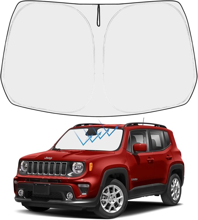 Proadsy Custom Fit 2017-2025 Jeep Compass Windshield Sun Shade, Blocks Heat | 240T Heat Shield, Drops Temp 54°F, Blocks 99% UV, Prevents Dashboard Cracking, Summer Parking & Beach Trips, Easy Twist-Fold by Proadsy