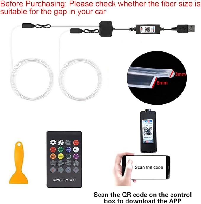 Interior Car LED Strip Lights, RGB 2 in 1 USB Car Ambient Lighting Kit | Wireless APP & Remote Control, 158 Inches Fiber Optic, Inside Neon Dash Lights with Music Mode Car Interior Accessories - Image 7