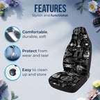 GENANY Dark Horror Pattern Car Seat Covers, 2-Piece Front Seat Set | 2-piece polyester front seat cover set, each 35 x 21 x 21 inches, with adjustable straps and hooks - Image 5
