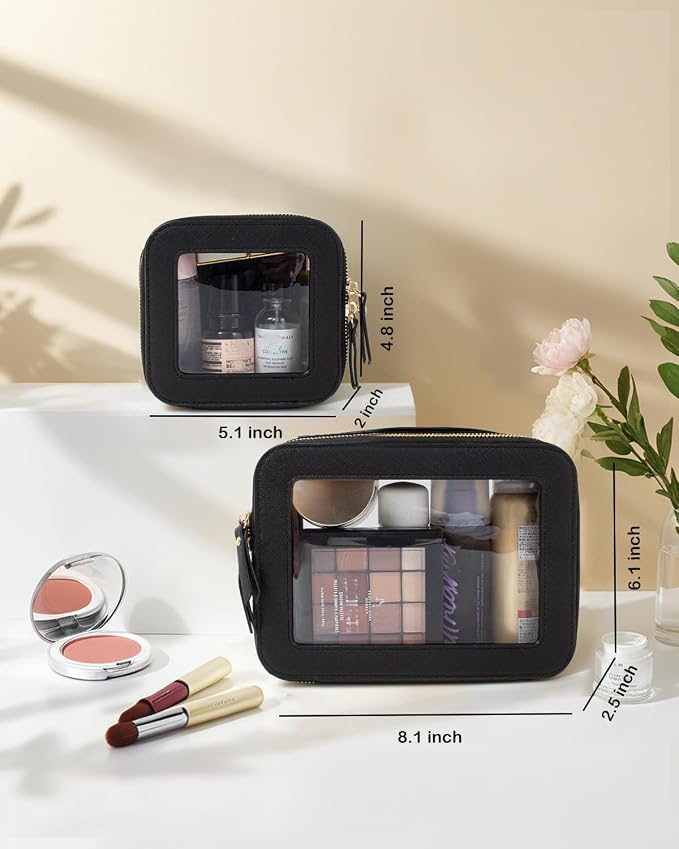 Clear Mahjong Tile Bag, Makeup Bag Set Travel Makeup Case Clear Cosmetic Travel Bag Small Makeup Organizer Mini Make Up Pouch for Purse Waterproof Toiletry Bag Portable Car Essentials Car Organizer - Image 3