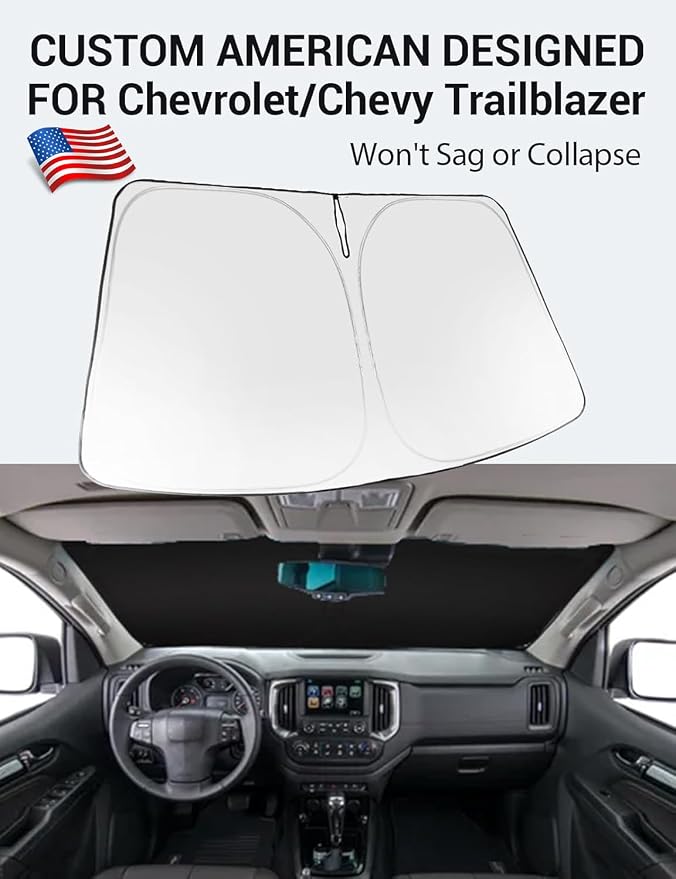 Proadsy Custom Fit Car Windshield Sun Shade for 2021-2026 Chevy Trailblazer | 240T Heat Shield, Drops Temp 54°F, Blocks 99% UV, Prevents Dashboard Cracking, Summer Parking & Beach Trips, Easy Twist-Fold - Image 2