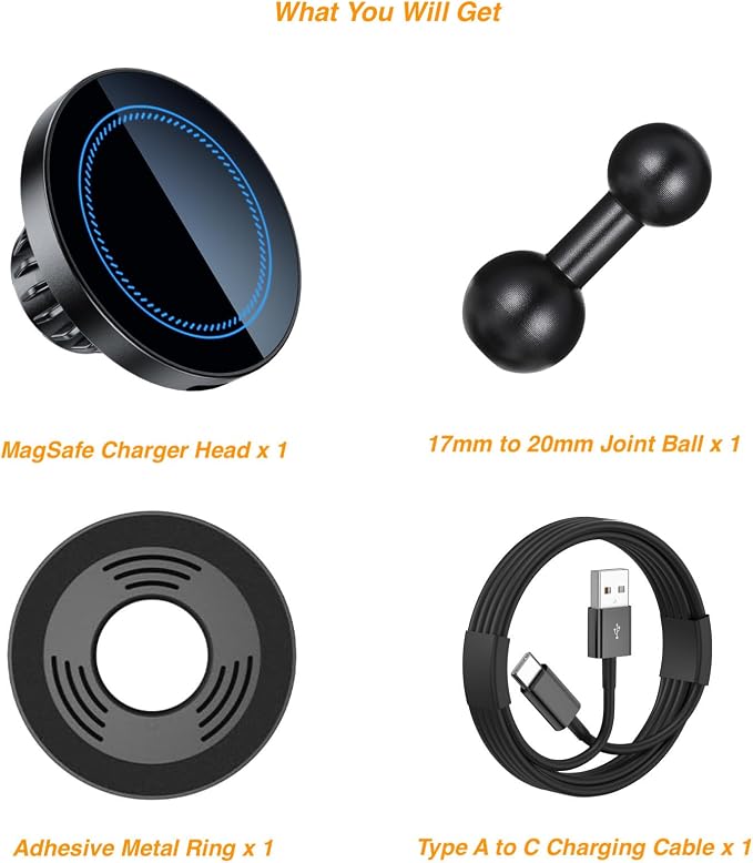 for MagSafe Wireless Charging Phone Holder with 20mm Ball Mount | Compatible with Bulletpoint Mounting Solutions, Magnetic Wireless Charger with Metal 20mm Ball Mount for MagSafe - Image 7