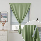 Magic Tape Blackout Curtains for Bedroom No Drillng Self Adhesive Curtains No Rod Small Window, 35" W X 71" L, Sage Green, 1 Panel - Image 2