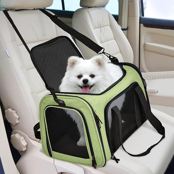 Henkelion Large Cat Carriers Dog Carrier Pet Carrier for Large Cats Dogs Puppies up to 25Lbs, Big Dog Carrier Soft Sided, Collapsible Travel Puppy Carrier - Large - Green - Image 5