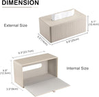 KINGFOM PU Leather Tissue Box Cover Rectangular Tissue Box Holder with Magnetic Bottom, Napkin & Facial Tissue Holder Dispenser for Home, Office for Standard 120-count/160-count (2-Ply) Beige Stripe - Image 2