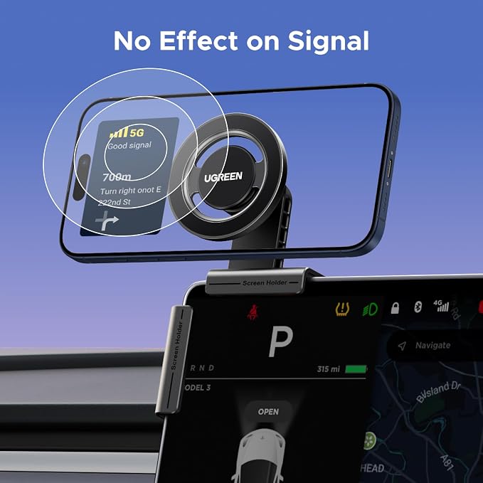 UGREEN Phone Holder for Tesla Model 3 and Y Accessories Magsafe Car Mount Magnetic Phone Mount Strongest Magnet Power Compatible with iPhone 17 16 15 14 13 Plus Pro Max Series - Image 8