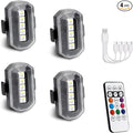 PIFOOG 4-Pack Wireless Strobe Lights for Car, Rechargeable LED Warning Lights with Remote Control, IP67 Waterproof, USB-C Fast Charging, 8 Colors, 3 Brightness Levels for Motorcycle, Bike & Scooter by PIFOOG