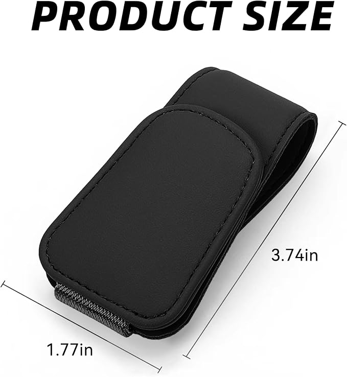 2 Pack Magnetic Leather Car Visor Sunglass Holders, Black | flip-open design, holds eyewear tickets or cards, tool-free mounting, fits most cars and trucks, car interior accessories - Image 2