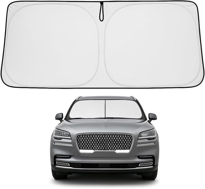 Proadsy Custom Fit Car Windshield Sun Shade for 2020-2026 Lincoln Aviator | 240T Heat Shield, Drops Temp 54°F, Blocks 99% UV, Prevents Dashboard Cracking, Summer Parking & Beach Trips, Easy Twist-Fold by Proadsy