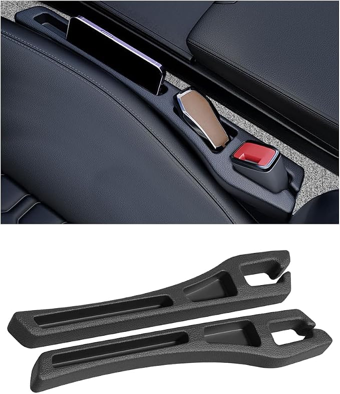 Car Seat Gap Filler, 2PCS No Drop Vehicle Seat Side Gap Seam Filler Plug Blocker with Storage Slot, Automotive Interior Console Side Pocket Organizer, Universal for SUV RV Truck (Black) by Ywdiml