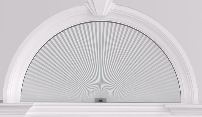 Myshade Arch Window Shades Half Circle Blackout Cellular Shades Cordless No Drill Blinds for Windows Half Moon Honeycomb Fabric No Tools Room Darkening Shades Easy Install (1PCS White 24" W X 12" H) by MYSHADE