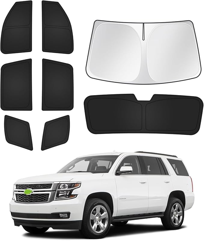 Canvcle Window Shades for 2015-2020 Chevrolet/Chevy Tahoe Accessories Windshield Sun Shade Side Rear Window Covers Sunshade Sun Visor Shield Privacy Protection for Camping Keep Vehicle Cool Black 8PCS by Canvcle