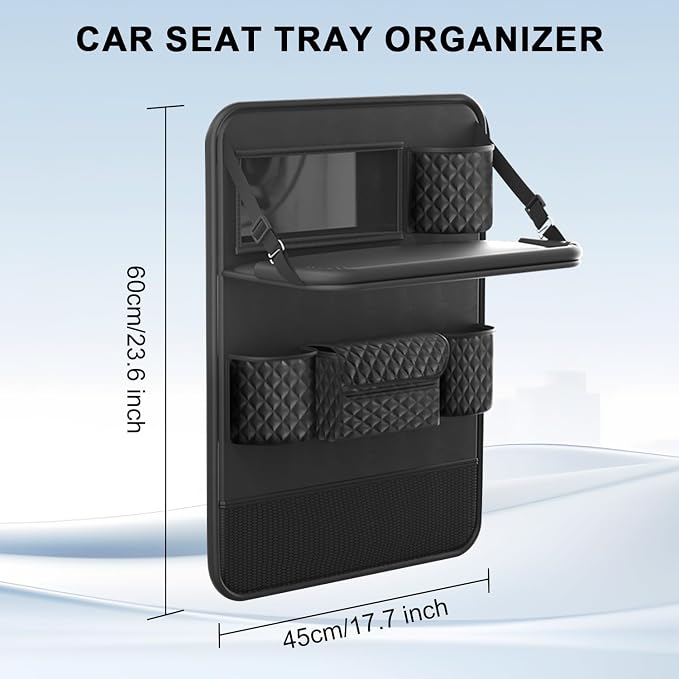 Universal Car Backseat Organizer with Tablet Holder & Foldable Tray - Heavy-Duty Kick Mats Seat Protector for Kids, Waterproof Multi-Pocket Storage for Road Trips, Cars, SUVs​ - Image 8