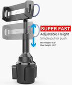 APPS2Car Solid Cup Holder Tablet Mount for Car, iPad Car Mount for Truck | Adjustable Height, Low Profile Road Trip Essentials Compatible with 4.7-13" iPad Pro Air Mini Fire iPhone Cell Phone - Black - Image 3