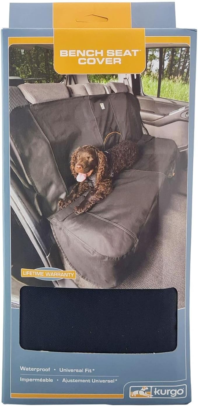 Kurgo Rover Bench Seat Cover, Black, 55" Wide | Protects Bench Seats from Muddy Paws & Pet Hair, Waterproof, Stain Resistant, Secure Fit, For Cars & SUVs by Kurgo