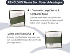 Tissue Box Cover 5X5X5'' PU Leather Tissue Holder Square Tissue Cube Box Organizer for Bathroom Vanity Countertop, Car, Night Stands, Office, Home, Kitchen (2Pack, Dark Green) - Image 4