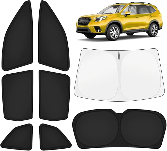 KUST Car Window Shades for Subaru Forester 2019-2024 Windshield Sun Shade Side Window Cover UV Block Privacy Protection Accessories for Camping Blackout Rear Back Full Set 8PCS by KUST