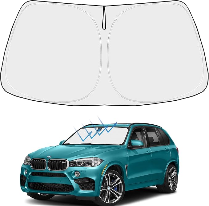 Proadsy Custom Fit 2014-2018 BMW X5 Windshield Sun Shade, Blocks Heat | 240T Heat Shield, Drops Temp 54°F, Blocks 99% UV, Prevents Dashboard Cracking, Summer Parking & Beach Trips, Easy Twist-Fold by Proadsy